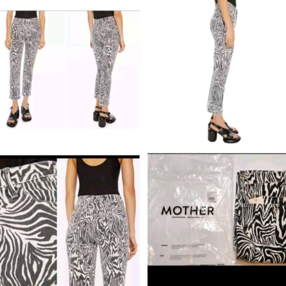 Mother High Waisted Rascal Ankle Fray Hoofin' It Zebra Skinny Jeans